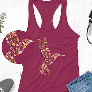 Subtle FDT Tank Top, Political Protest Tank, Floral Hummingbird FDT Top, Anti Trump Floral Bird Tank Top, Resist Hidden Message Subtle FDT