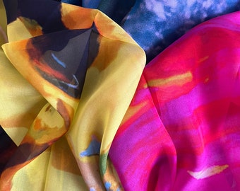 Bufanda de seda teñida a mano personalizada