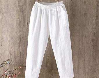 Boho Chic Summer Women's Pants: Elastic Waist, Soft Cotton, Casual Loose Fit