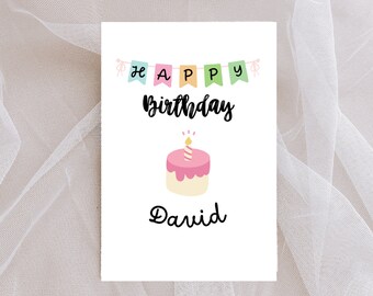 Tarjeta de Felicitación de Cumpleaños Personalizada: ¡Descarga y Celebra! Tarjeta de cumpleaños con nombre personalizado.