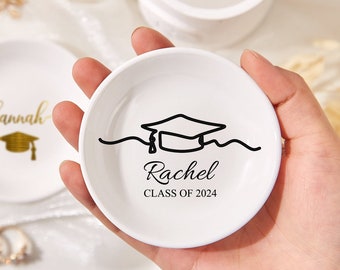 Personalized Graduation Ring Dish, Custom Ceramic Jewelry Holder