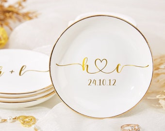 Regalo de boda personalizado / Plato de anillo de boda / Regalo de compromiso para ella / Plato de soporte de anillo personalizado / Regalo de graduación / Plato de anillo de plato de joyería