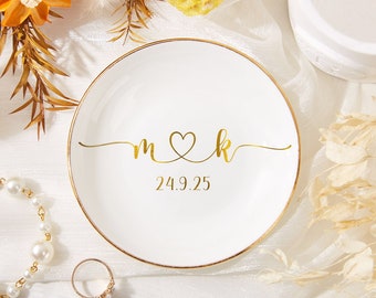 Personalized Ceramic Ring Dish, Engagement Gift, Wedding Keepsake