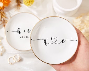 Personalized Ceramic Ring Dish, Engagement Gift, Custom Wedding Ring Holder