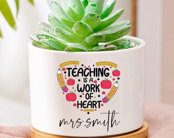 Personalisierter Wertschätzung Lehrer Pflanzentopf, Benutzerdefinierter Blumentopf für Lehrer, Geschenk für Lehrer, danke, dass Sie mir beim Wachsen geholfen haben.