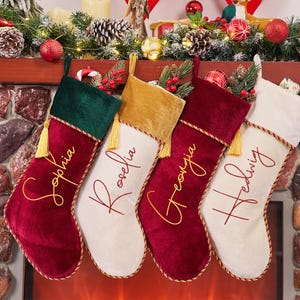 2026 Velvet Christmas Stocking With Name, Personalized Family Stocking,Custom Christmas Stocking With Tassel,Holiday Stocking,Christmas Gift image 4