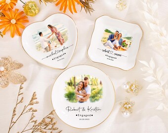 Personalized Couple Portrait Ring Dish,Custom Photo Ring Dish,Photo Ring Tray,Engage Gift For Her,Valentine's Day Gift For Wife Girlfriend