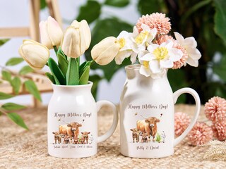 Noble & Page Lattiera A Forma Di Mucca Delle Highlands – Brocca In Ceramica Con Illustrazione A Mano, Regalo Simpatico Per Amanti Della Natura E Cucina Rustica