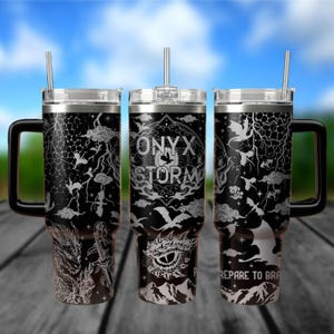Onyx Storm Tumbler Engraved 40oz, Brave The Dark Mug, Fantasy Rider Tumbler, Fourth Wing Tumbler, Fantasy Bookish Gift, Storm Wing