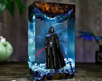 Lámpara de resina de Darth Vader, luz nocturna de Darth Vader de Star Wars, lámpara LED de resina Sith, regalo para fans de Star Wars, regalo para él, regalo de Star Wars
