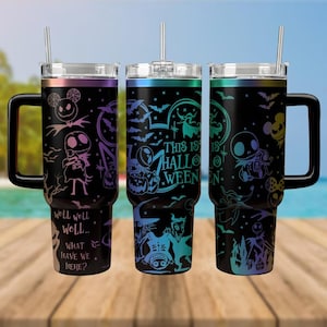 Jack Skellington Gravierter Becher 40oz, Disney Nightmare Christmas 40oz Becher, Trick or Treat Becher, Halloween Tasse Geschenk