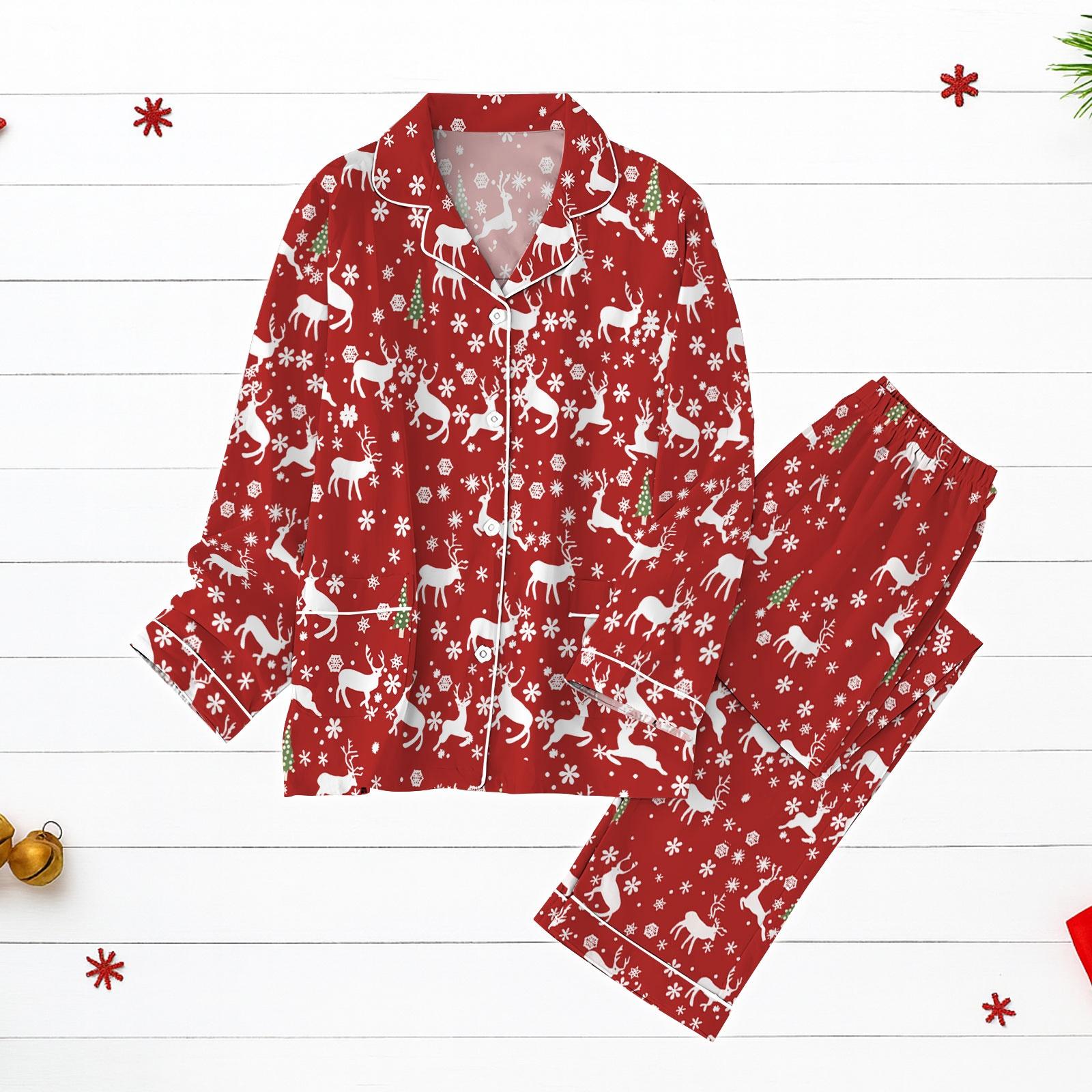 Discover Funny Reindeer Christmas Pajamas Set, Classic Holiday Deer PJs, Family Matching Xmas Sleepwear, Christmas Holiday Pjs Gift, Xmas Gift