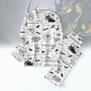 Fourth Wing Basgiath Pajama Set, Dragon Academy Sleepwear, Romantasy Bookish Pajamas