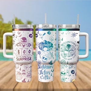 Jack Skellington Gravierter Becher 40oz, Nightmare Before Tumbler, Halloween Gruseliger Becher, Halloweentown Geschenk, Geschenk für Lehrer