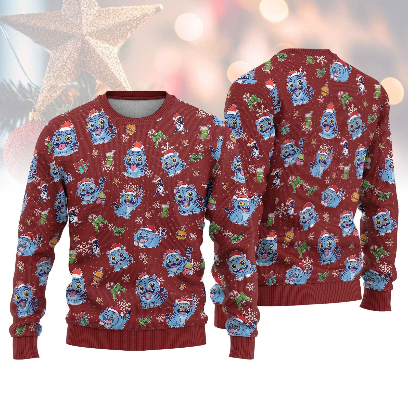 Discover Christmas Tiger Ugly Sweater, Funny Holiday Cat Sweatshirt, Xmas Gift for Men Women, Tiger Christmas Ugly Sweater, Christmas Gift