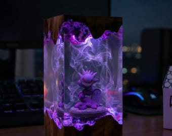 P0kemon GE.ngar Resin Lamp, Unique Epoxy Night Light, P0kemon Resin lamp, Gift for Him, gengar figure, Father day gift ideas