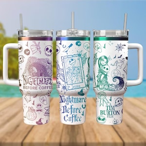 Nightmare Before Gravierter Becher, Jack und Sally Gravierter Becher 40oz, Jack Skellington Tasse, Becher Geschenk für Paare