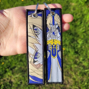 Saber Anime Embroidered Jet Tag Keychain