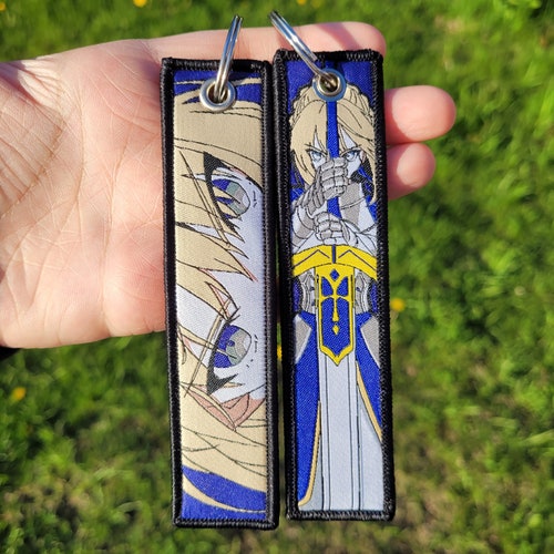 Saber Anime Embroidered Jet Tag Keychain - Etsy