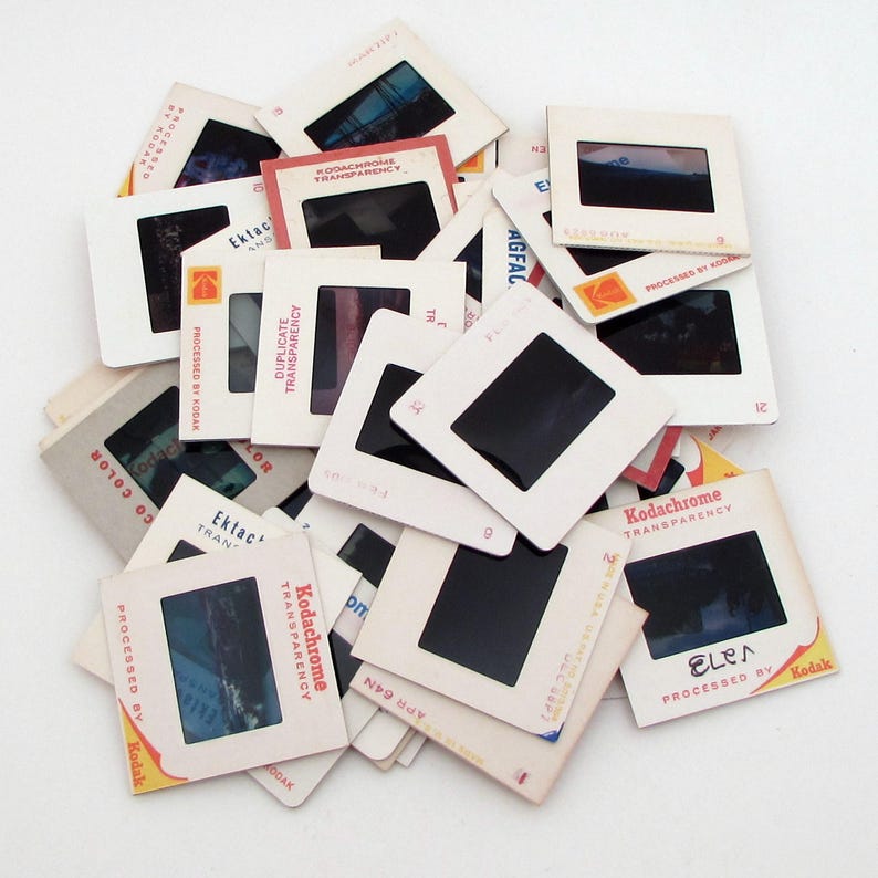Vintage 35mm Slides in Cardboard Frames - Lot of 50 - Vintage Photo Slides - Picture Slides for Altered Art 