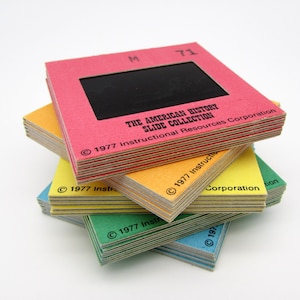 25 diapositivas Rainbow de 35 mm - Historia de Estados Unidos - Marcos coloridos - Diapositivas de película - Soportes para diapositivas de fotos - Bolsa sorpresa