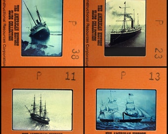35 Ships Vintage 35mm Slides - American History - boats - sailing vessels - educational - Photo slides - vintage slides