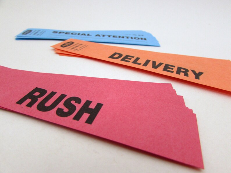 collage journaling Delivery Rush Special Attention dry cleaner tags Collage Ephemera 30 Order Status Tags