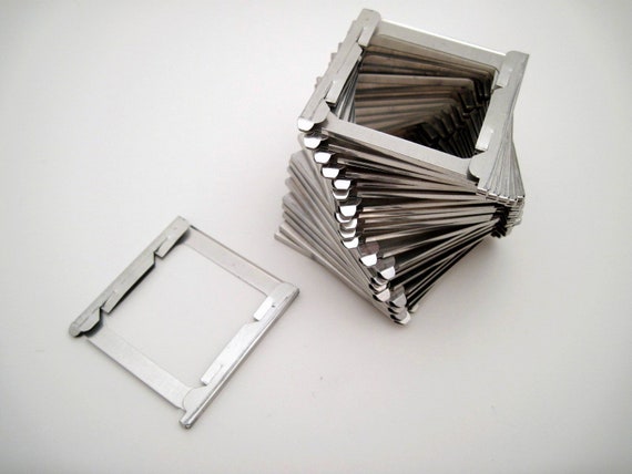 25 Vintage Metal Slide Frames - 2x2 - 35mm Slides
