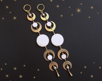White Mother of Pearl Moon Phase Earrings