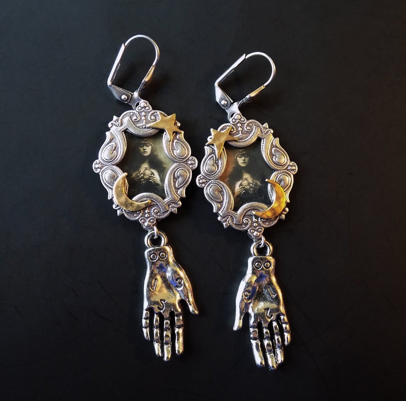 Fortune Teller Earrings Palmistry Earrings Celestial Etsy