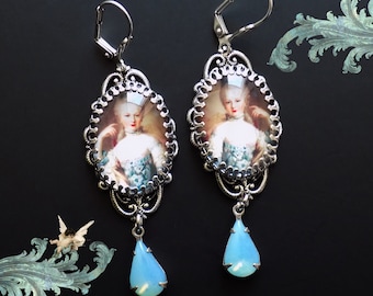 Marie Antoinette Earrings in Robin Egg Blue and Filigree - Shabby and Sweetly Chic