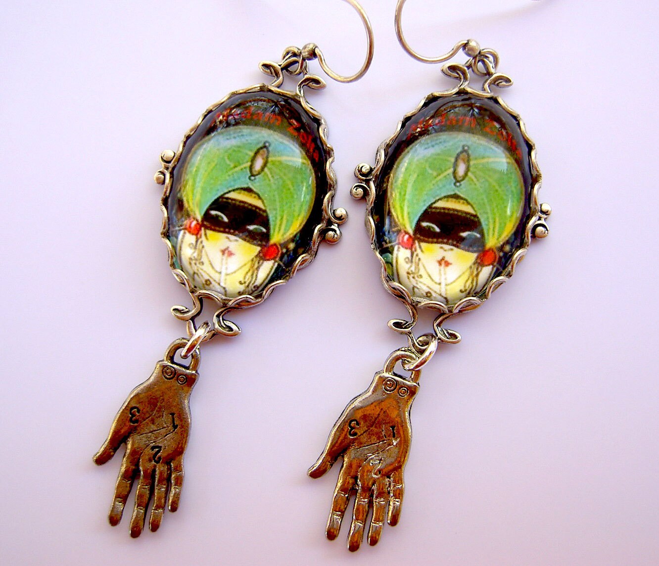 Madam Zolta Deco Fortune Teller Earrings in Antique Silver Etsy