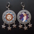 Celestial Sun & Moon Earrings: Asymmetrical Boho Jewelry