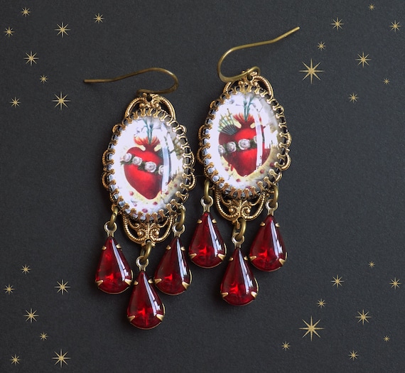 Immaculate Heart, Sacred Heart, Catholic Jewelry, Seven Sorrows