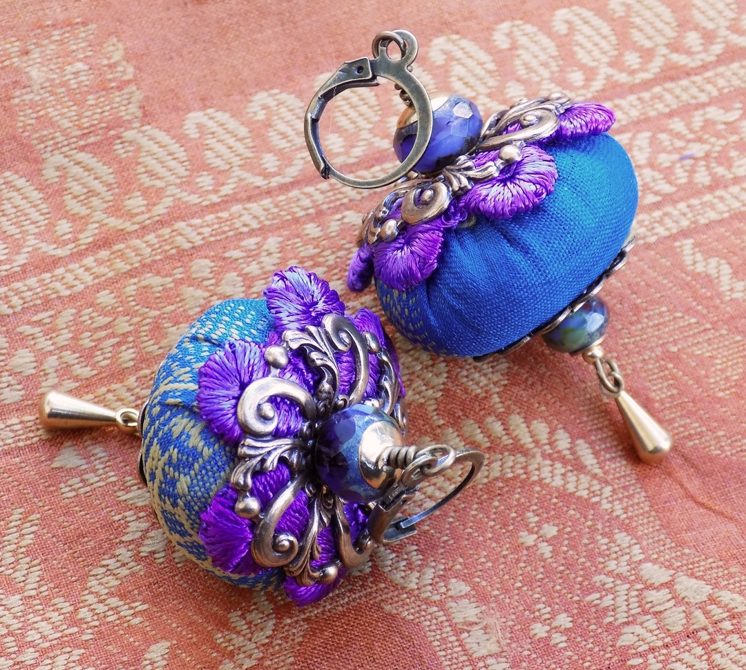 Seed Pod Earrings, Tribal Style Earrings, Fabric Beads, Unique Style ...