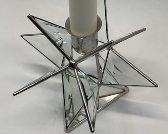 Moravian Star Stained Glass Candle Holder Votive Christmas Ornament Bevel Glass Gift Wedding Holiday Wedding