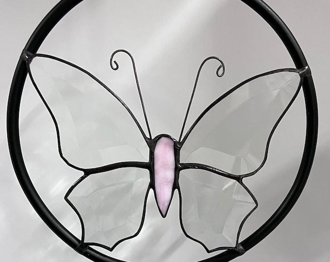 Glass Butterfly Home Decor Stand Bevel Butterflies Suncatcher Gift Ring