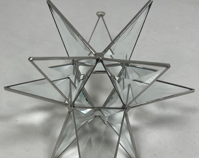 Bethlehem Star Hanging 12 Point Clear Bevel Glass Christmas Ornament Gift Wedding Moravian Suncatcher North Star