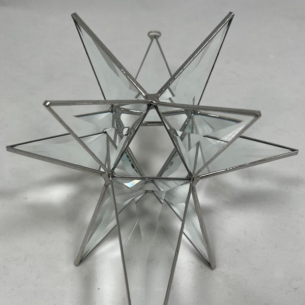 Bethlehem Star Hanging 12 Point Clear Bevel Glass Christmas Ornament Gift Wedding Moravian Suncatcher North Star