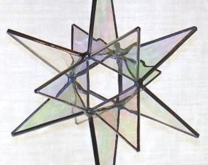 Sun Catcher 8 Hanging Moravian Star Stained Glass 3D Star X/'mas Gift 12 Point Stars Iridescent Red Star Christmas Star Ornament