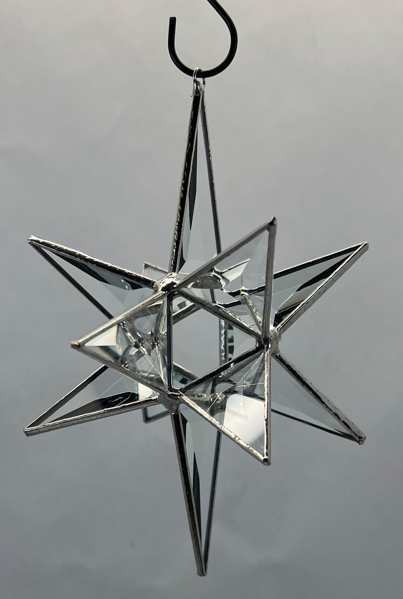 Bethlehem Star Hanging Clear Bevel Glass 12 Point Christmas Ornament Gift Wedding Moravian Suncatcher Advent image 2