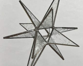 Bethlehem Star Christmas Tree Topper Stained Glass Moravian Ornament Glue Chip 12 Point Gift Advent North Star