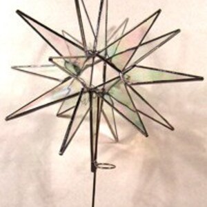Moravian Star Tree Topper Clear Iridescent Glass 18 Point Christmas Gift Ornament Advent Gift Holiday image 2