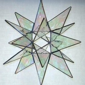 Moravian Star, Hanging, 18 Point, 3D, Glass, Christmas, Ornament, Clear, Iridescent, Gift, Wedding, Suncatcher