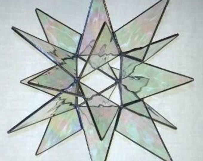 Moravian Star, Hanging, 18 Point, 3D, Glass, Christmas, Ornament, Clear, Iridescent, Gift, Wedding, Suncatcher