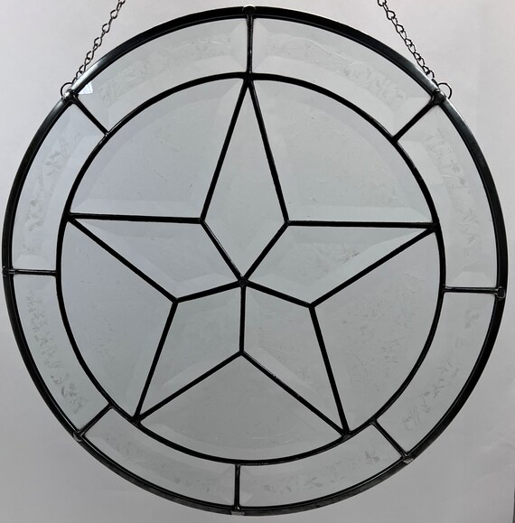 Texas Star Stained Glass Panel Clear Bevel Glass Star Gift Wedding Hanging Household