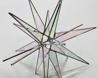 Moravian Star Christmas Tree Topper Stained Glass Bethlehem Ornament Iridescent 18 Point Gift Advent North Star