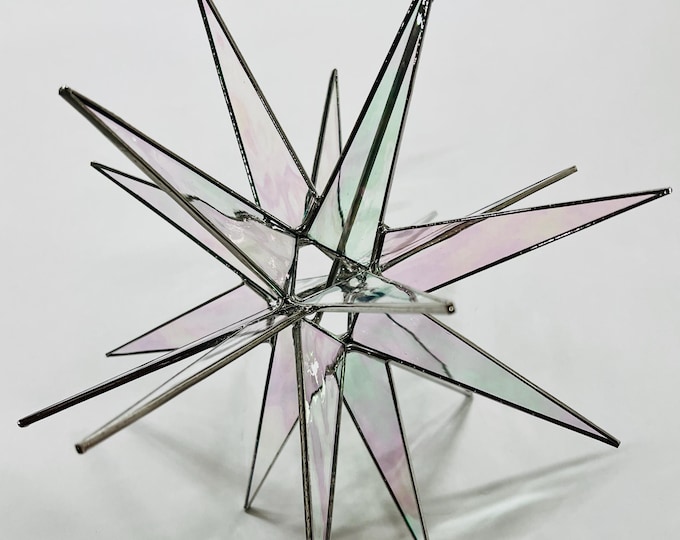 Moravian Star Christmas Tree Topper Stained Glass Bethlehem Ornament Iridescent 18 Point Gift Advent North Star