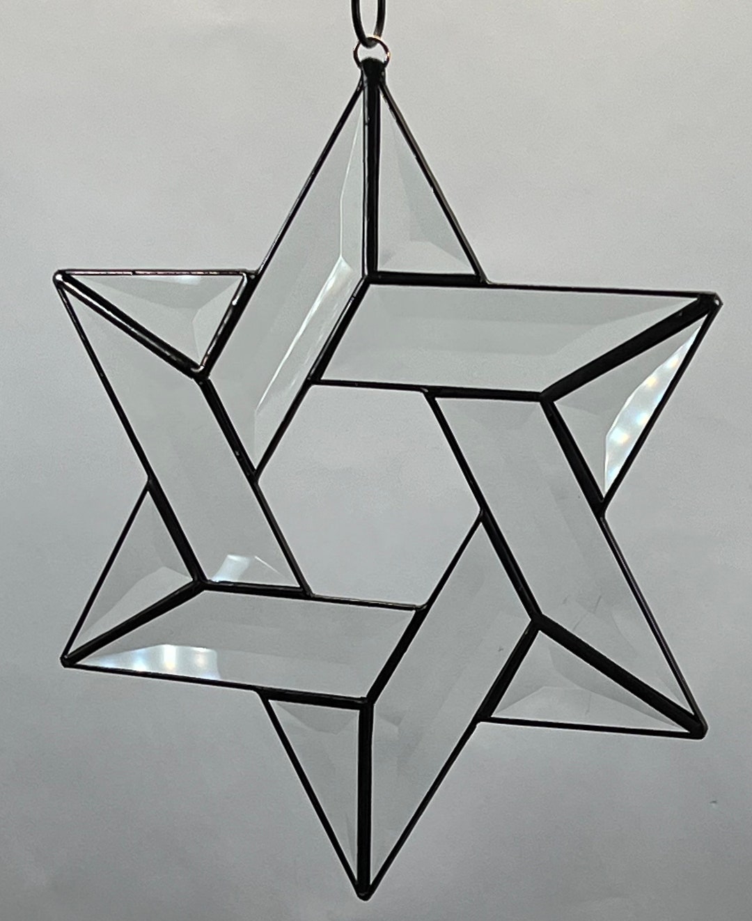 Star of David Hanging Hanukkah Jewish Star Christmas Holiday Bevel ...