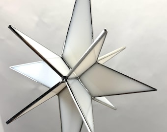 Bethlehem Star Christmas Tree Topper Stained Glass Moravian Ornament White 12 Point Gift Advent North Star